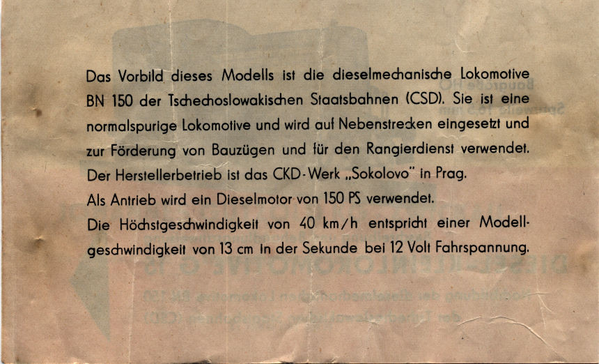 PIKO BN150  SAMMLERWERT ca. 40€ - 60€  Baujahr: 1960
