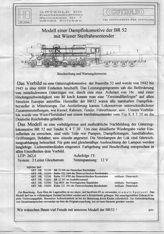 Gützold 52 241  SAMMLERWERT ca. 100€ - 180€  Baujahr: 1993
