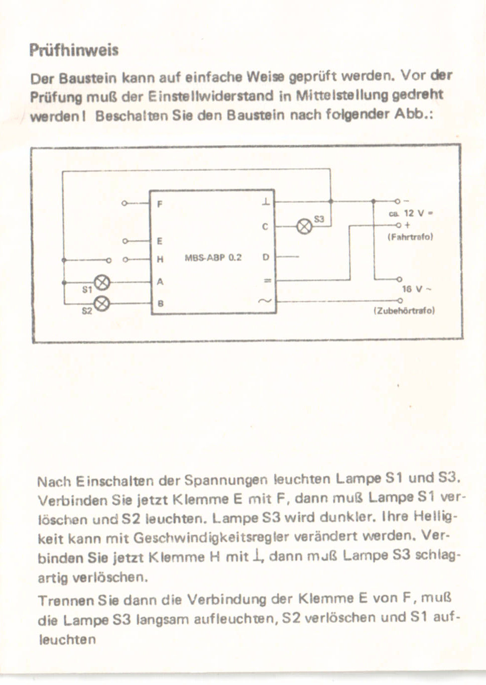 MBS Block-, Anfahr- und Bremsbaustein mit Päzisionsstopp incl. Beschreibung  