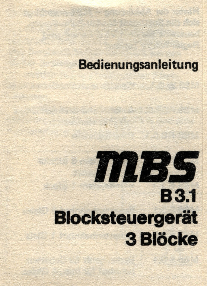 MBS Blocksteuerung B3.1 incl. Beschreibung  