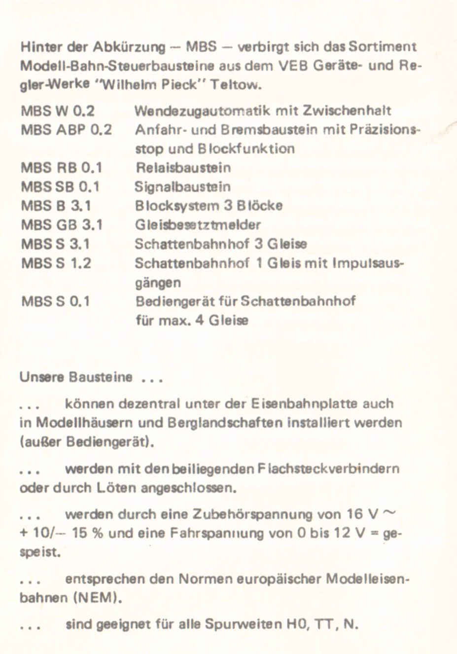 MBS Signalbaustein SB 0.1 incl. Beschreibung  