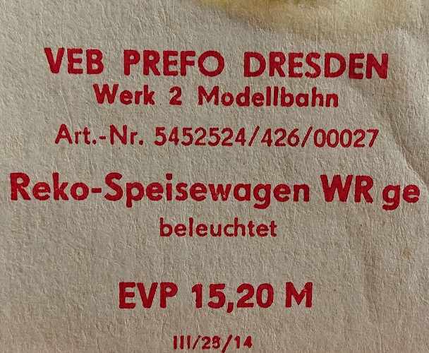 PREFO Reko-Speisewagen Deutsche Reichsbahn  