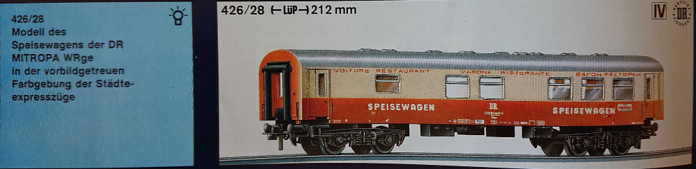 PREFO Städteexpress Speisewagen Deutsche Reichsbahn  